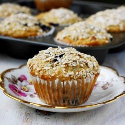 Blueberry Oatmeal Peach Muffins
