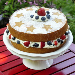 Red White and Blue Mascarpone Cake