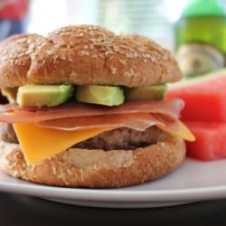 Burgers with Avocado and Prosciutto