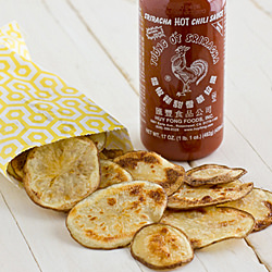 Baked Sriracha Potato Chips