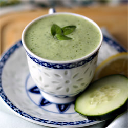 Cold Cucumber Mint Soup with Lemon