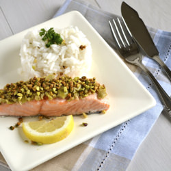 Salmon w/ Green Olive & Pistachio