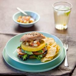 Polenta Tofu Burger with Salsa