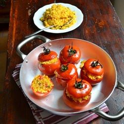 Saffron Rice Stuffed Tomatoes