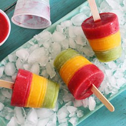 Frozen Mango, Kiwi, Raspberry Pops