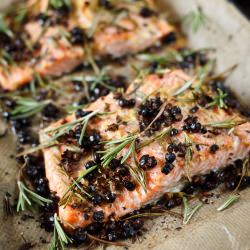 Salmon with juniper