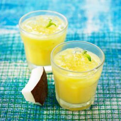 Yellow pina colada style gazpacho