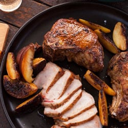 Grilled Pork Chops and Peaches