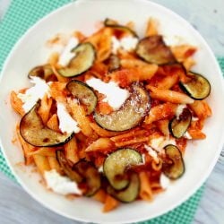 Penne with crispy eggplant