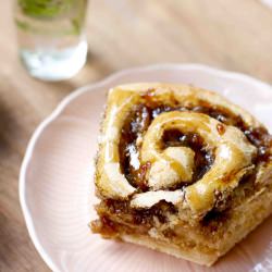 Caramel Peach Sticky Buns