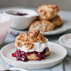 Pistachio Shortcakes w Ginger-Cherry
