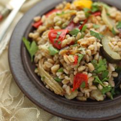 Farro & roasted vegetable salad