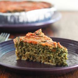 Spaghetti Cheese and Spinach Pie
