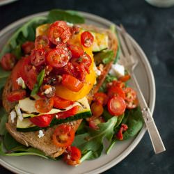 Stacked Tomato Grilled Bread Salad