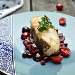 Halibut with Cherries