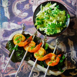 Honey-glazed shrimp