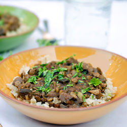 Lentil and Eggplant Chili Mole