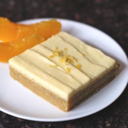 Peach Blondies with Peach Frosting