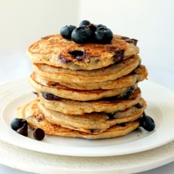 Blueberry Chocolate Quinoa Pancakes