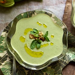 Zucchini, Walnut, and Basil Soup