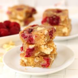 White choc raspberry blondies