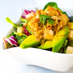 Spicy Peanut Tofu Rice Salad