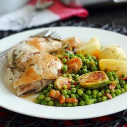 French Style Peas and Roast Chicken