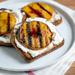 Grilled Peach + Cream Cheese Toast