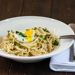 Lazy Linguini with Quail Eggs