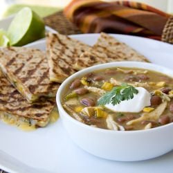 Zesty Chicken Chili & Quesadillas