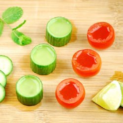 Tomato & cucumber-mint shots