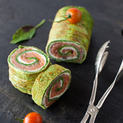 Spinach, Basil Smoked Salmon Roll