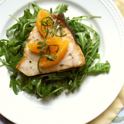 Citrus Swordfish over Arugula