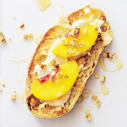Peach, Walnut & Ricotta Crostini
