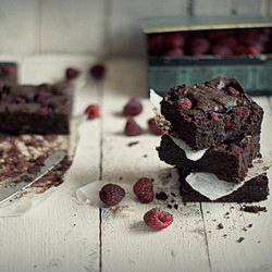 Brownies with Raspberries