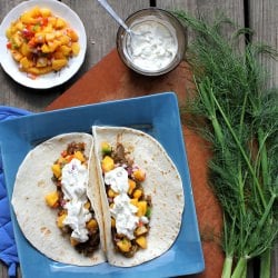 Barbecue Tacos w/ Peach Salsa