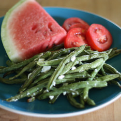 Roasted Green Beans & Goat Cheese