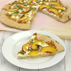 Peach, Basil, and Goat Cheese Pizza