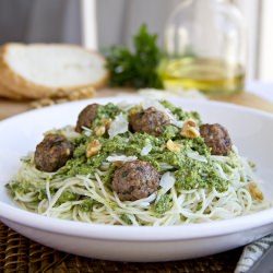 Angel Hair & Meatballs with Pesto