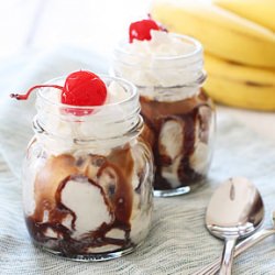 Guiltless Banana Split in a Jar