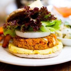 Pineapple Jerk Veggie Burgers