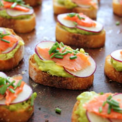 Avocado and Salmon Crostini