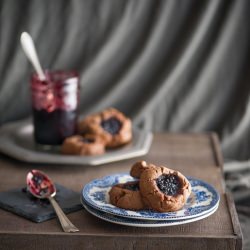 Peanut Butter Cocoa Cookies w/ Jam
