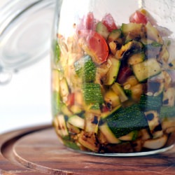 Grilled courgettes pasta sauce