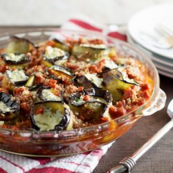 Eggplant with Sausage & Mozzarella
