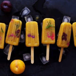 Yellow Plum and Rosemary Popsicles