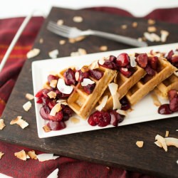 Waffles with Roasted Cherries
