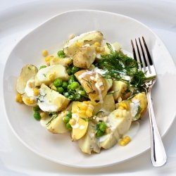 New Potatoes, Peas, Corn, Cream