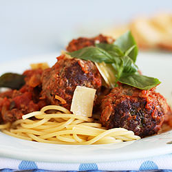 Spaghetti with Beef Herb Meatballs