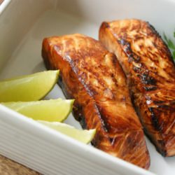 Sticky Salmon with Mint Rice